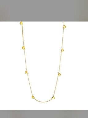 Gold Heart Station Necklace - Women Jewelry